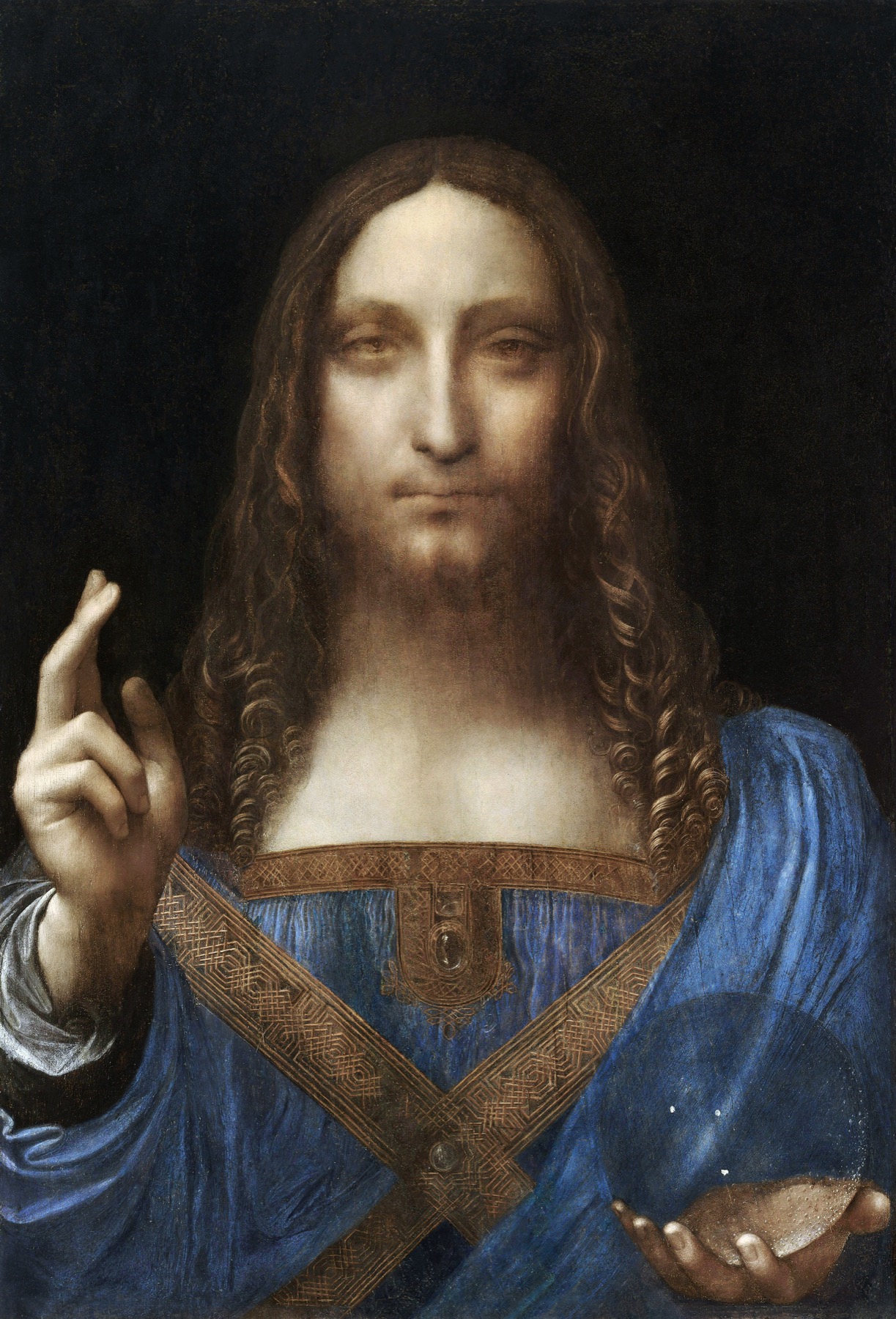 Kommentierte Details aus Salvator Mundi im Zusammenhang mit Leonardo da Vinci